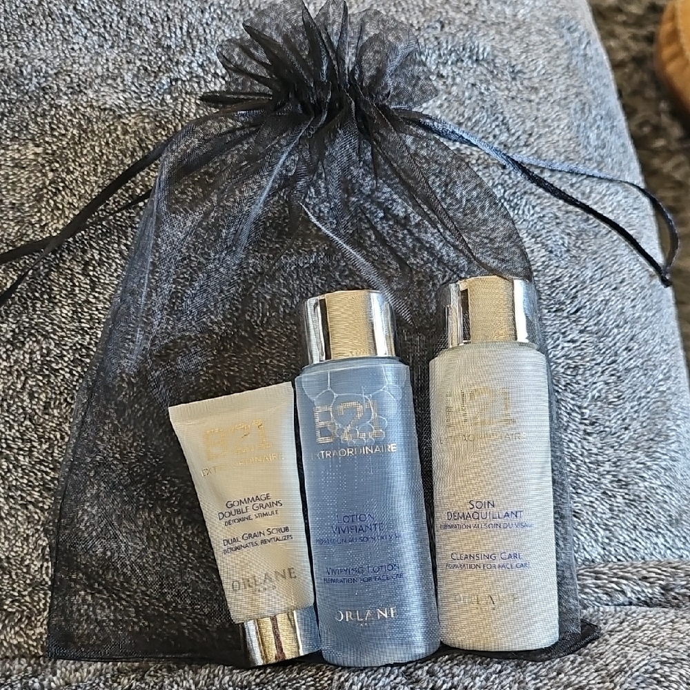 Skincare Set with Black and Blue Bottles